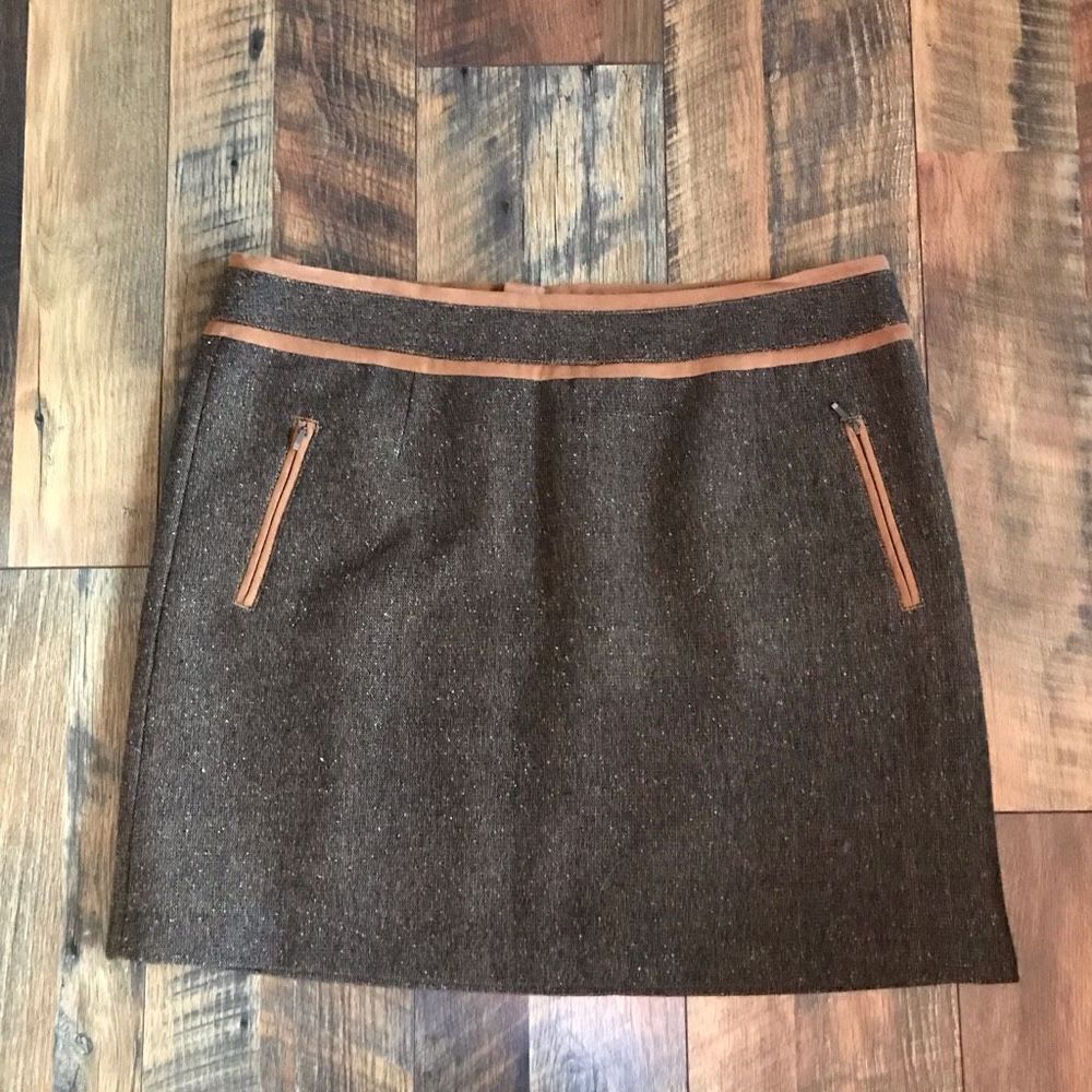 Bob Timberlake plus SZ 18 wool blend skirt brown beige zip pockets stylish